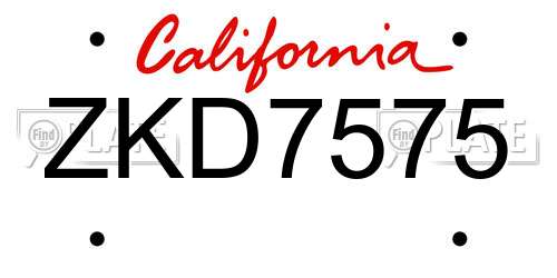 ZKD7575 California License Plate