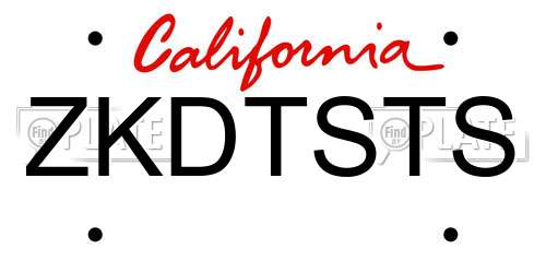 ZKDTSTS California License Plate