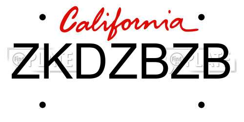 ZKDZBZB California License Plate