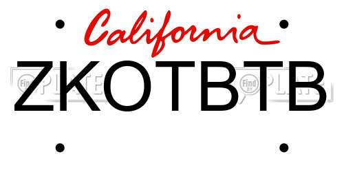 ZKOTBTB California License Plate
