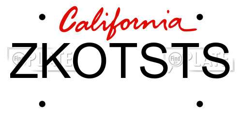 ZKOTSTS California License Plate