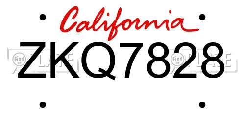 ZKQ7828 California License Plate