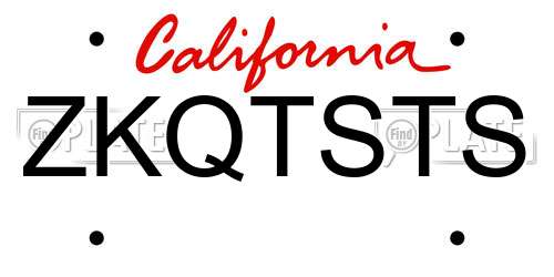 ZKQTSTS California License Plate