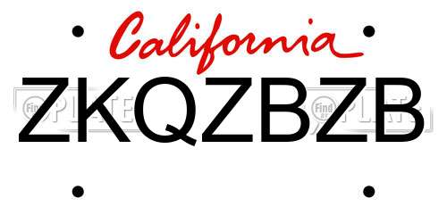 ZKQZBZB California License Plate