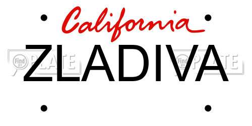 ZLADIVA California License Plate