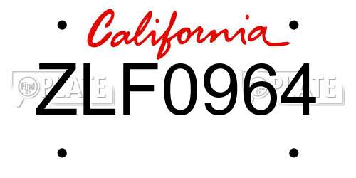 ZLF0964 California License Plate