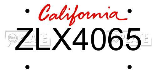 ZLX4065 California License Plate
