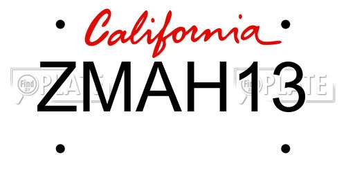 ZMAH13 California License Plate