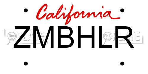 ZMBHLR California License Plate