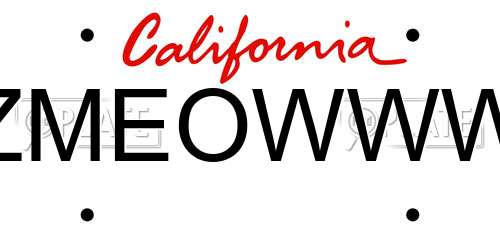 ZMEOWWW California License Plate