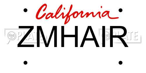 ZMHAIR California License Plate