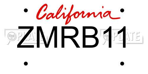 ZMRB11 California License Plate