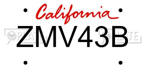ZMV43B California License Plate