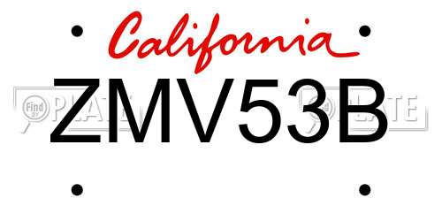 ZMV53B California License Plate