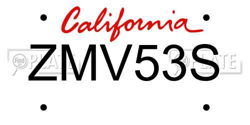 ZMV53S California License Plate