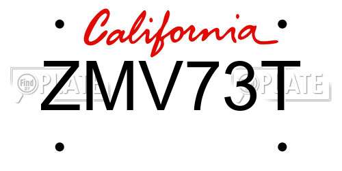 ZMV73T California License Plate