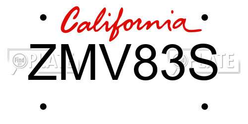 ZMV83S California License Plate