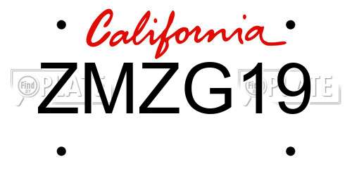 ZMZG19 California License Plate