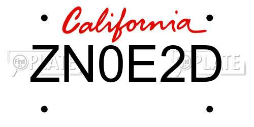ZN0E2D California License Plate