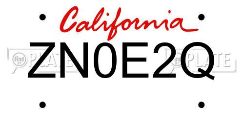ZN0E2Q California License Plate