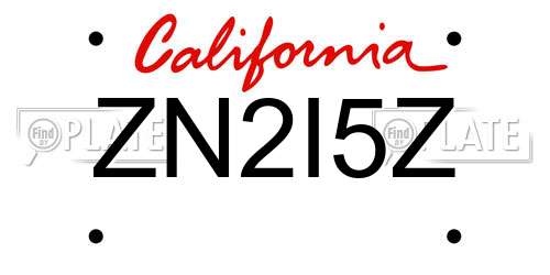 ZN2I5Z California License Plate