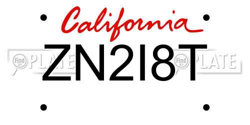 ZN2I8T California License Plate
