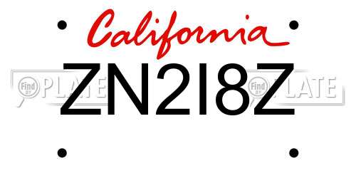 ZN2I8Z California License Plate