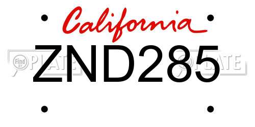 ZND285 California License Plate