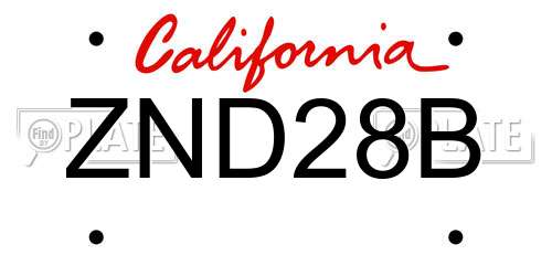 ZND28B California License Plate