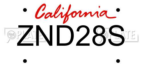 ZND28S California License Plate