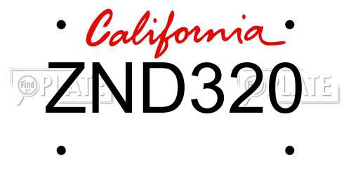 ZND320 California License Plate