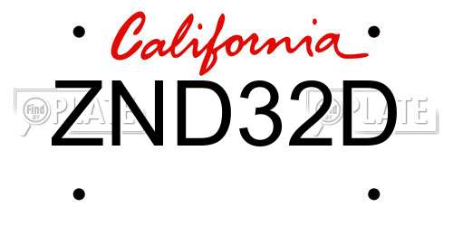 ZND32D California License Plate