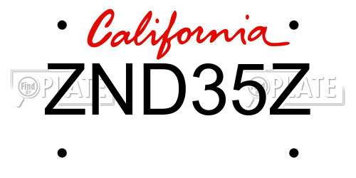 ZND35Z California License Plate