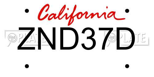 ZND37D California License Plate