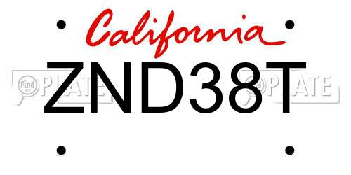 ZND38T California License Plate