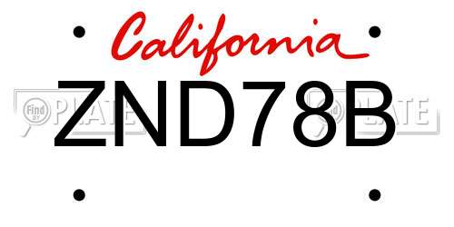 ZND78B California License Plate