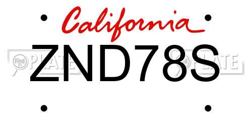 ZND78S California License Plate