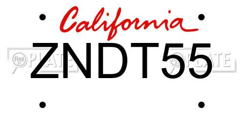 ZNDT55 California License Plate