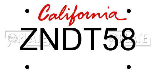 ZNDT58 California License Plate