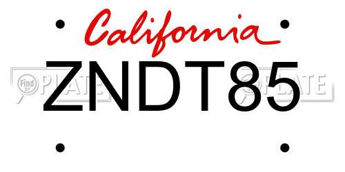 ZNDT85 California License Plate