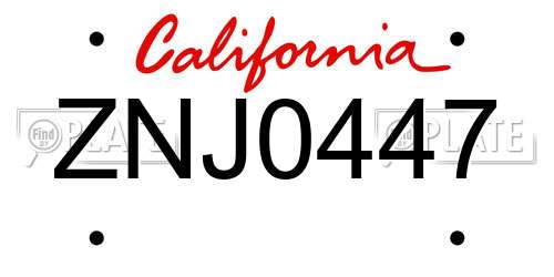 ZNJ0447 California License Plate