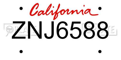 ZNJ6588 California License Plate
