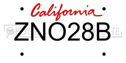 ZNO28B California License Plate