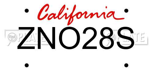ZNO28S California License Plate