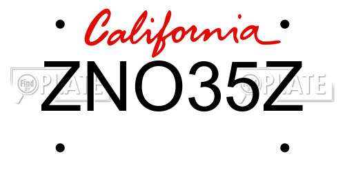 ZNO35Z California License Plate