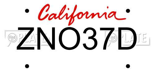 ZNO37D California License Plate