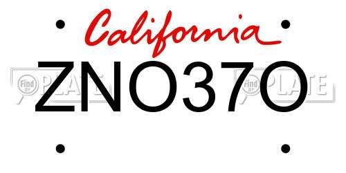 ZNO37O California License Plate