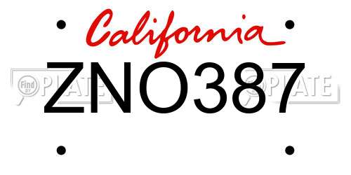 ZNO387 California License Plate