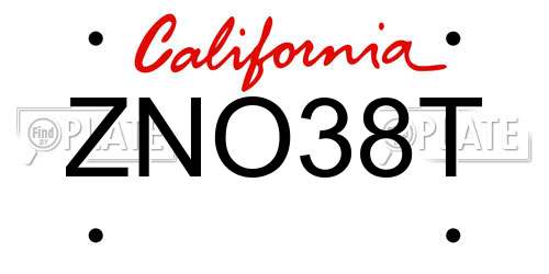 ZNO38T California License Plate