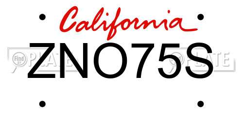 ZNO75S California License Plate